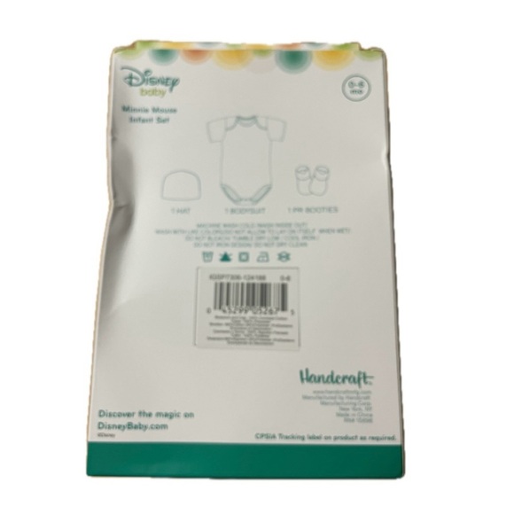 Minnie Mouse Baby Girl Outfit Short Sleeve Bodysuit Booties & Hat Set - Picture 5 of 7